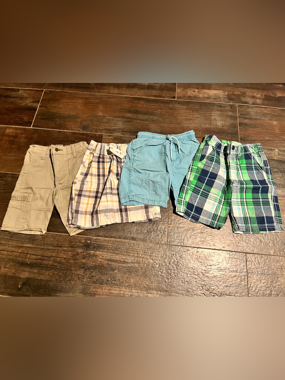 Boys Mixed Shorts Lot - Plaid, Khaki & Teal
